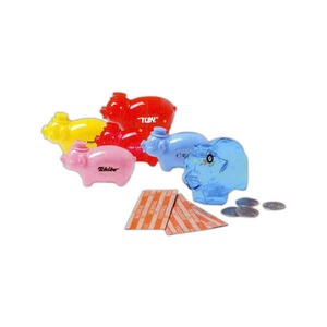 Rubber Pig Shaped Savings Banks, Custom Printed With Your Logo!