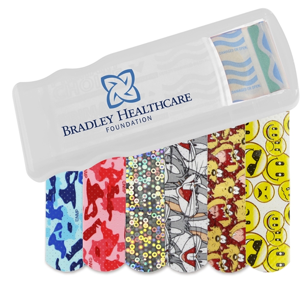Made in America Bandage Dispensers With Character Bandages, Custom Designed With Your Logo!