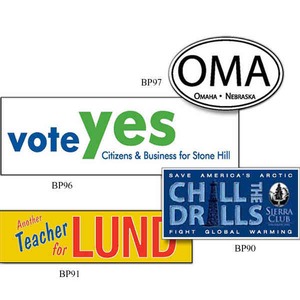 Removable White Film Oval Euro Bumper Stickers, Custom Printed With Your Logo!